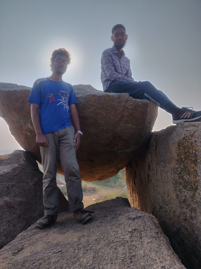 posing on rocks